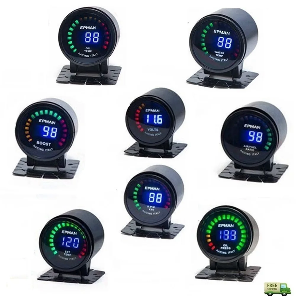 

Racing 52mm Smoked LED Psi/bar Oil Press Pressure Gauge Meter with Sensor TK-GA50-FS