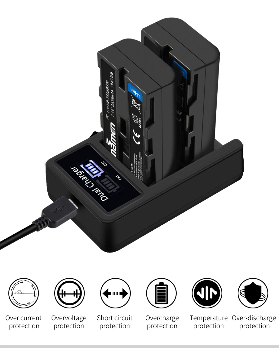 Mamen 3 шт. 2650 мАч NP-F550 NP-F570 NP F550 NPF550 NP F570 Батарея цифровой камеры+ USB LCD Dual charger для sony GV-D200 D80 Hi-8