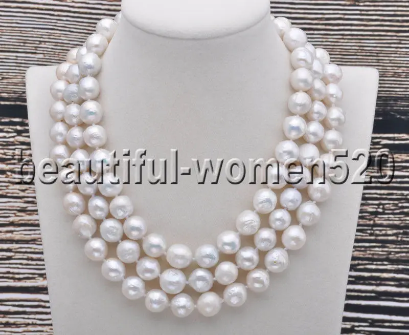 

Z7510 12mm Round White Edison KESHI REBORN Pearl Necklace 50inch
