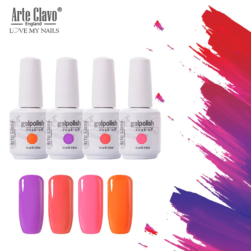 

Arte Clavo 15ml Nail Gel Polish Manicure UV LED Nail Gel Primer Long Lasting Lacquer Soak Off Gel Permanent Varnishes Nail Art