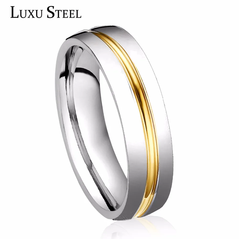 

LUXUSTEEL High Quality Stainless Steel Elegant Crystal Couple Rings Christmas Jewelry Gift Unfading Rings