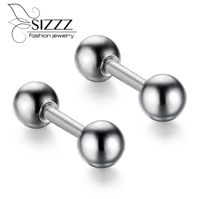 Fashion Stainless Steel Double Sided Ball Stud Earring Dumbbell