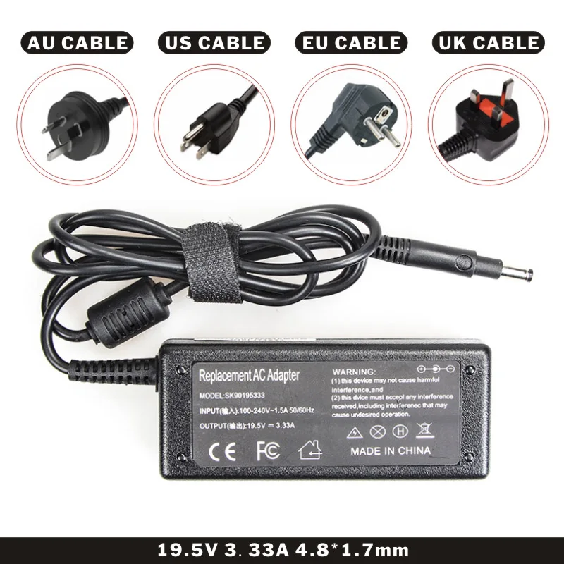 FDBRO 19,5 V 3.33A 4,8*1,7 адаптер питания для ноутбука переменного тока зарядное устройство для ноутбука hp Pavilion Sleekbook 14 15 ENVY 4 6 Series источник питания