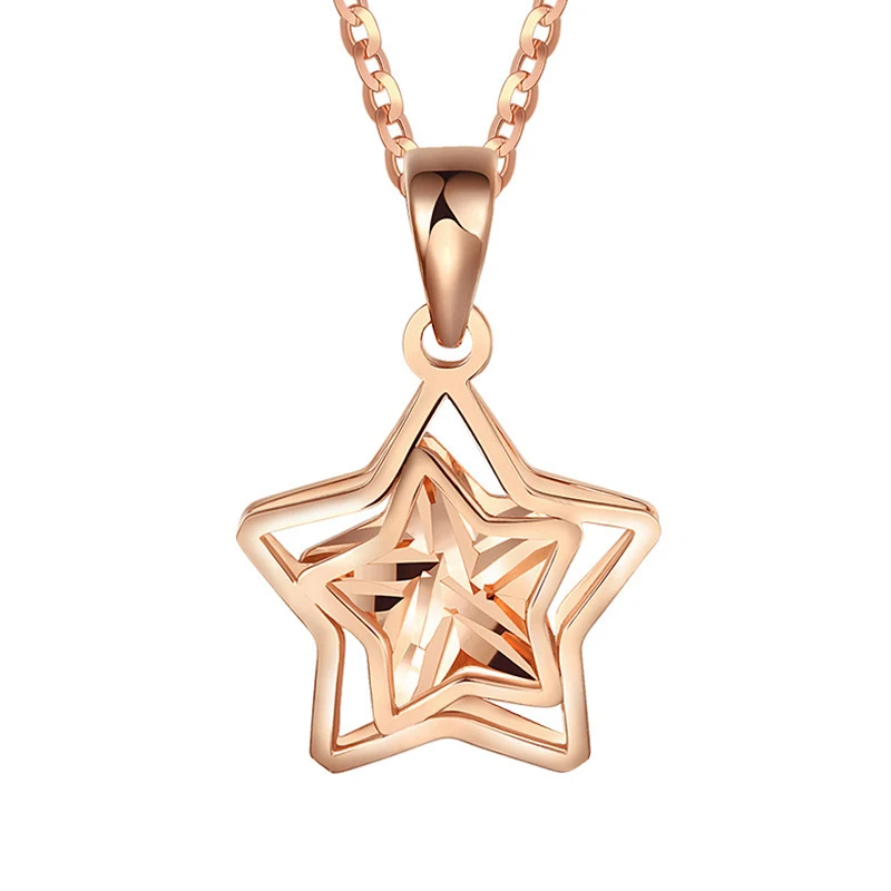 

Boraizy Grace 18K Pure Real White/Rose/Yellow Gold Star Pendant for Women AU750 Solid Gold Charm Fine Engagement Jewelry Gift