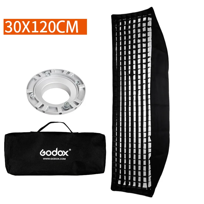 2 шт. софтбокс Godox 30x120 см с сотовой сеткой крепление Bowens для DE300 SK400II DE400