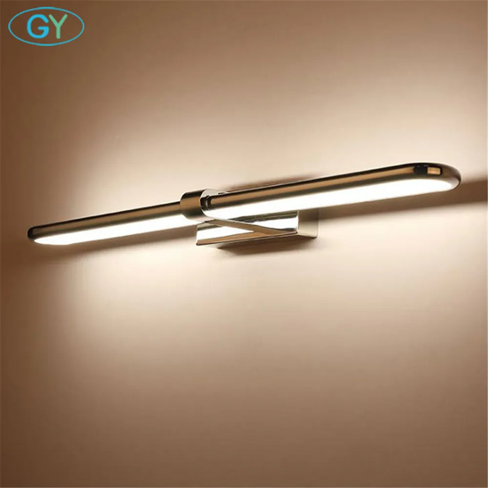 New led bathroom mirror light. Art design chrome vanity lighting, Stainless steel+ acrylic led dressing wall lamp