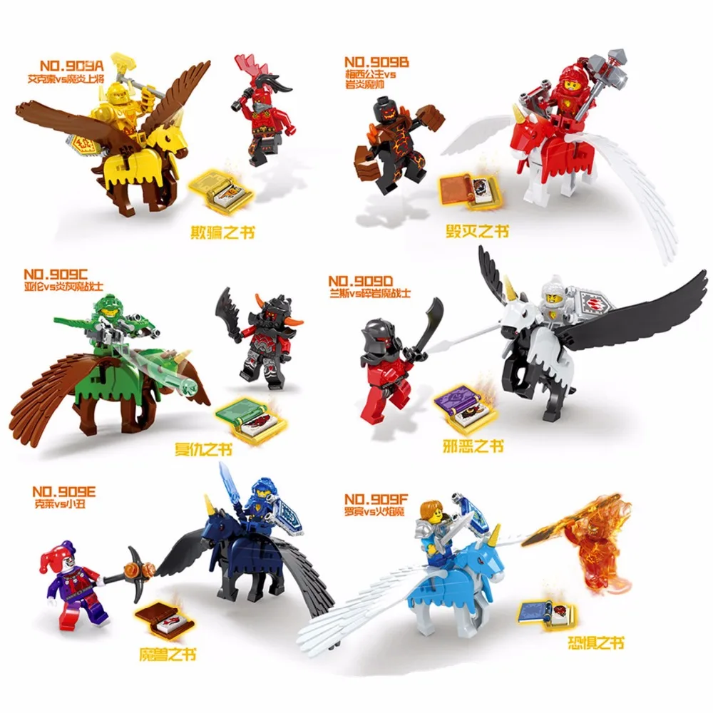 

New Arrival 6pcs/lot D909 Knights Building Blocks Set Children's Enlighten Figure Toy Kids Birthday Christmas Toys Gift