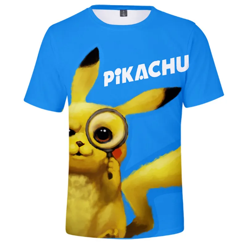 

Summer fashion short sleeve T-shirt 3D printed cute pet Pikachu short sleeve top XS-5XL
