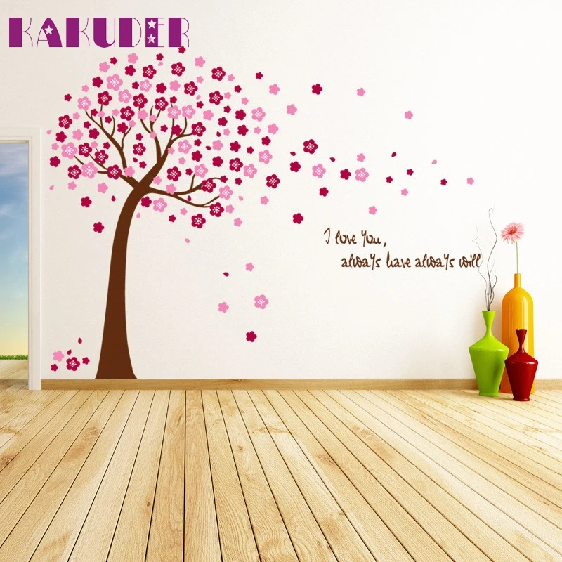 

2017 Decor My House Removable Pink Sakura Flower Cherry Blossom Tree Removable Wall Sticker Room Decals Hot Sell 17M23