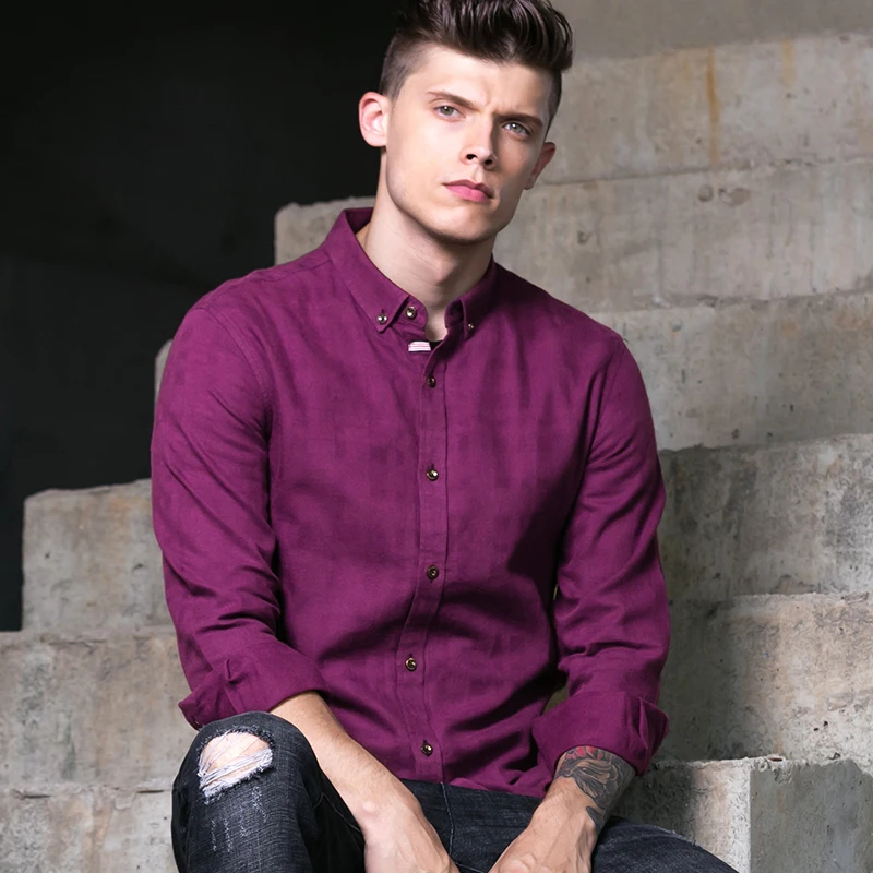 Boyuan 2018 Для мужчин модные Повседневное рубашка с длинными рукавами Slim Fit мужской