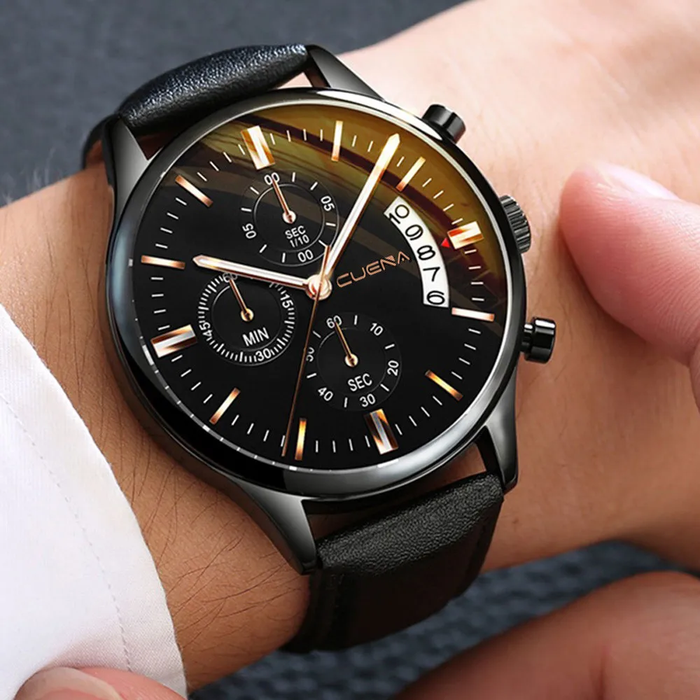 

Heouty Fashion Leather Mens Analog Quarts Noctilucent Watches Men Wrist Watch Watches Top Brand Luxury Casual Watch Clock C1