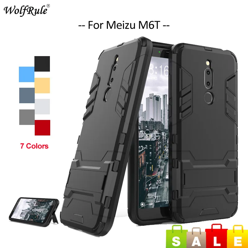

For Cover Meizu M6T Case WolfRule TPU & PC Holder Bumper Housings Funda For Meilan 6T Phone Case For Meizu M6T Cover 5.7''