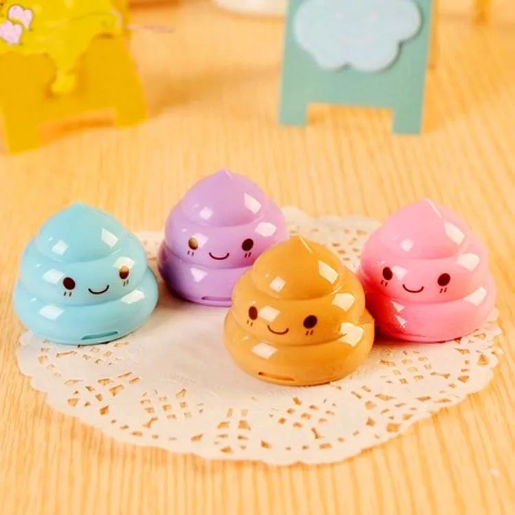 

Cute Emoji Poop Pencil Sharpener Double Hole Stationery For Student Teens 1pcs