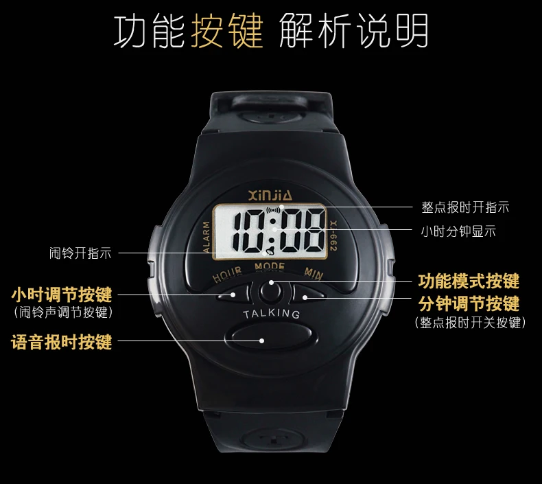 Middle-aged and elderly electronic watch blind students hourly timetable speech table