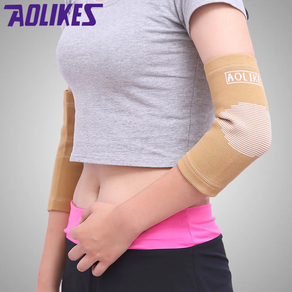 Aolikes 1 قطع مطاطا الكوع دعم النايلون آلام المفاصل التهاب اللقيمة هدفين الصالة الرياضية كرة التنس الكوع حماة
