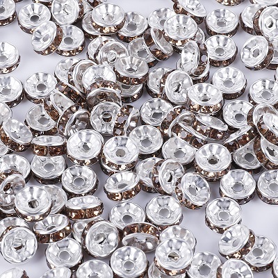 6mm Gold Silver Color Crystal Beads Rhinestone Rondelles Loose Spacer Beads for Jewelry Making DIY Bracelet
