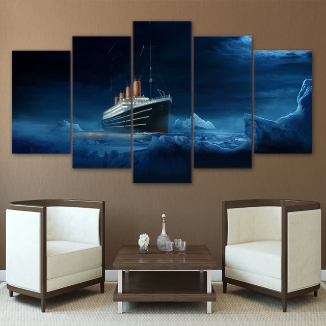 hd printed modular picture 5 panel titanic iceberg movie wall art