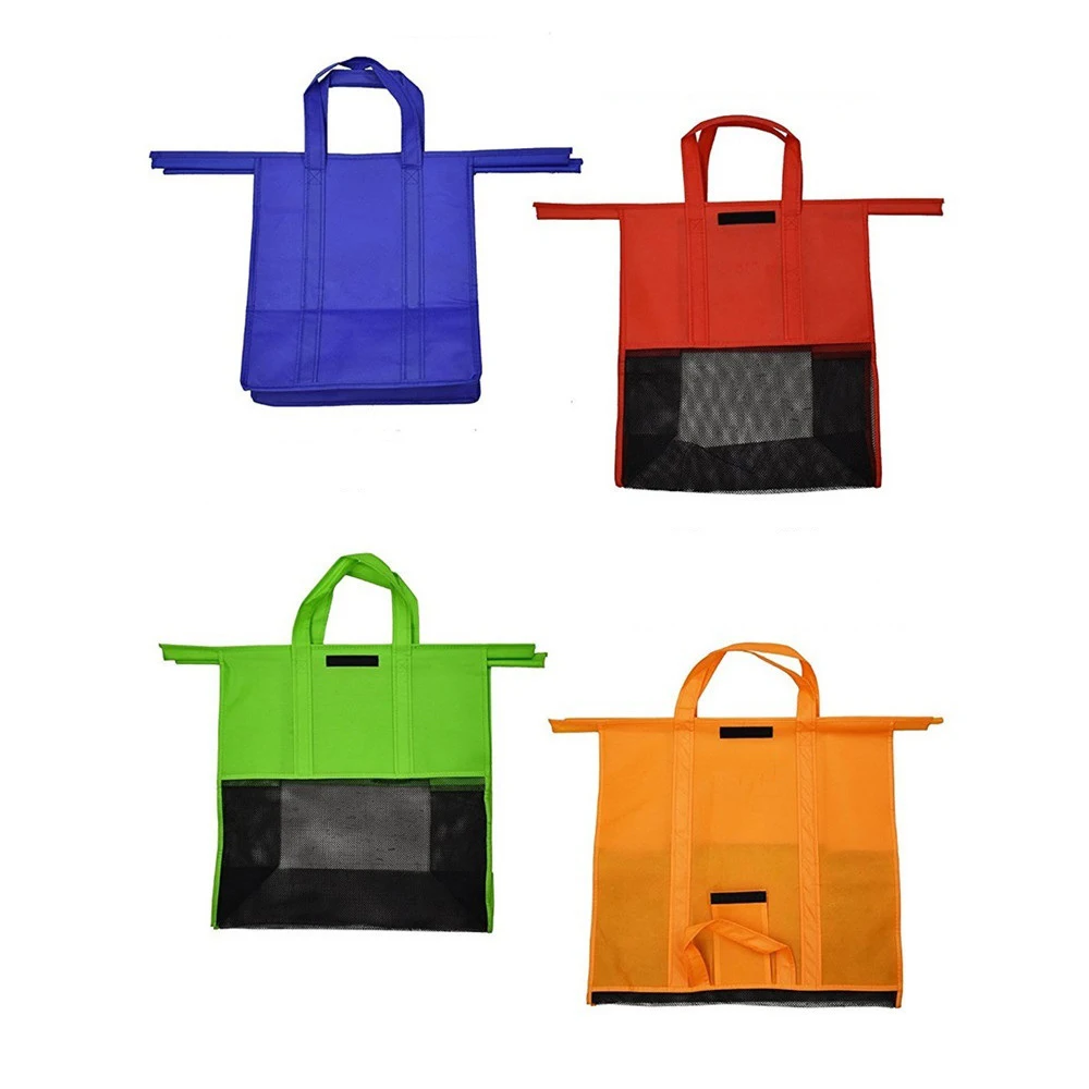 

LJL 4PCS/Set Shopping Cart Trolley Bags Foldable Reusable Grocery Shopping Bag Eco Supermarket Bag Easy to Use and Heavy Duty