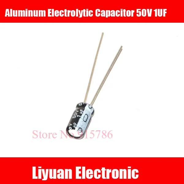 50pcs/lot 50V 1UF 4*7mm 4mmX7mm Aluminum electrolytic capacitor ic 50V/1UF | Электронные компоненты и