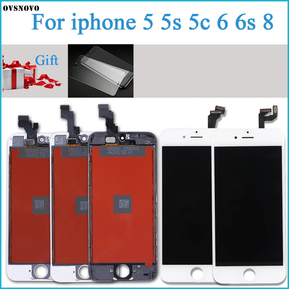 No Dead Pixel Lcd Per Iphone 6 Display Per Iphone 5 5S 6 S 8 Touch Screen Digitizer Assembly + Temperato Di Vetro Di Ricambio