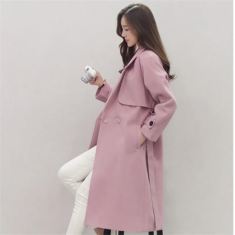Зимнее женское шерстяное длинное пальто, модное дизайнерское пальто хорошего качества, повседневное пальто в Корейском стиле, женская одежда, розовое пальто