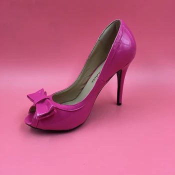 

Real Photo Pink Women Pumps Slip-on Peep Toe High Heels Silze 45 Patent Leather Ladies Shoes Women Shoes Stilettos OL Shoes