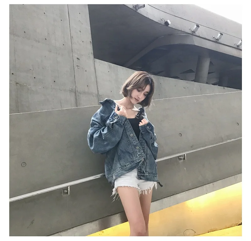 Tide Brand Couple Washed Vintage Denim Jacket Men's Jacket Loose Shoulder Fashion Top