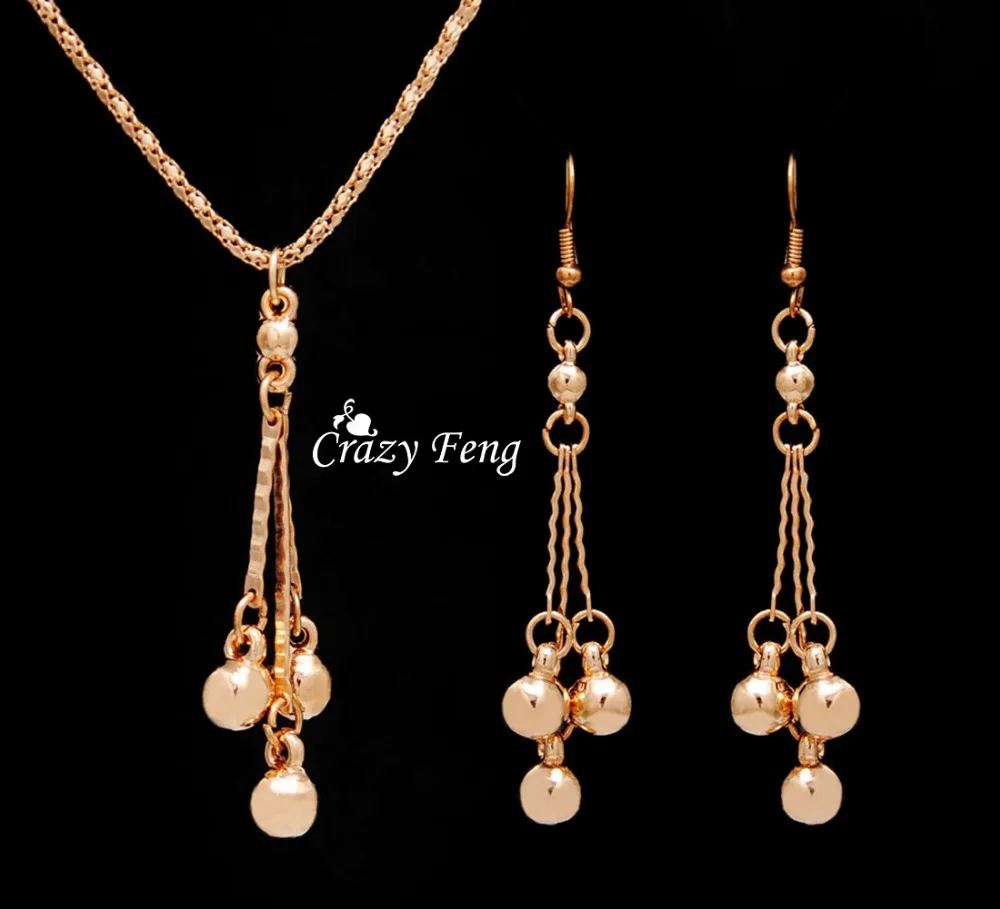 Женский ювелирный комплект из колье и серёг золотистого цвета|set necklace earring|necklace