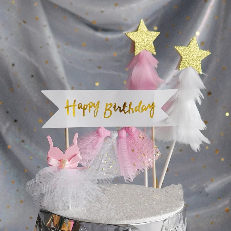 Ynaayu 1 шт. перо Торт Топпер розовый белый листок вкладыш торт звезда пирог на день рождения или свадьбу плагин торт украшение для вечерние поставки