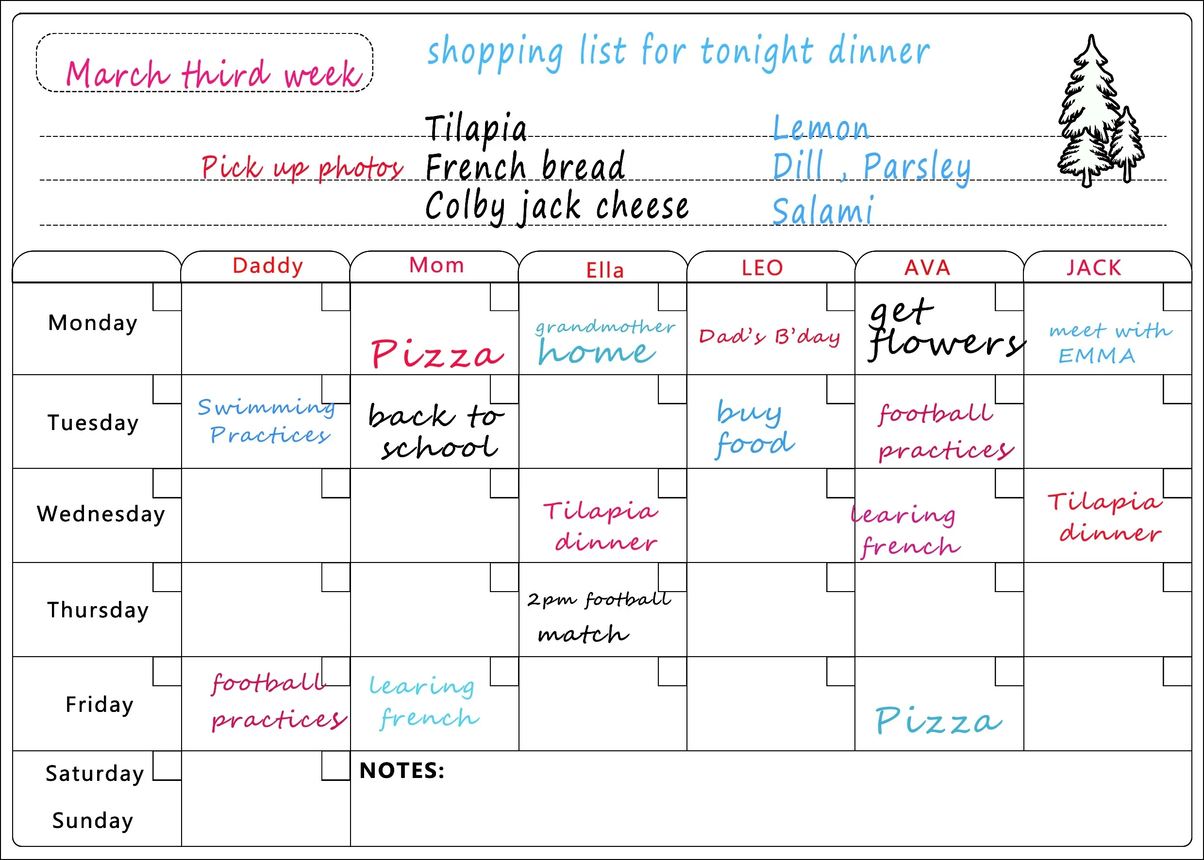 Календарь сухого стирания-A3 Магнитный ЕЖЕНЕДЕЛЬНЫЙ КАЛЕНДАРЬ сухого стирания для холодильника-список продуктов и доска меню недели для холодильника