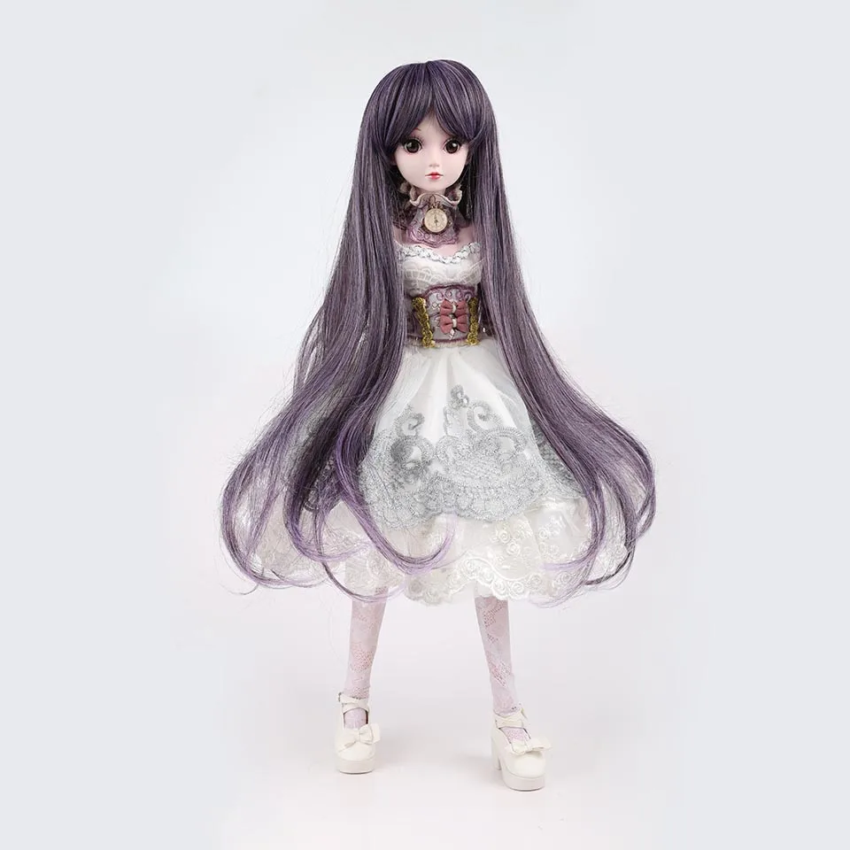 Allaosify куклы аксессуары 1/3 1/4 Bjd парик кукла волосы парик маленький демон Длинные прямые парик челка милые девочка и мальчик детские волосы - Цвет: 2