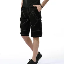 Летние Новые мужские модные шорты Хлопковая мужская молния декоративные бриджи, бермуды повседневные однотонные шорты Мужская одежда