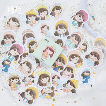 

45 Pcs/box Cute Cartoon girl mini paper sticker package DIY diary decoration sticker album scrapbooking