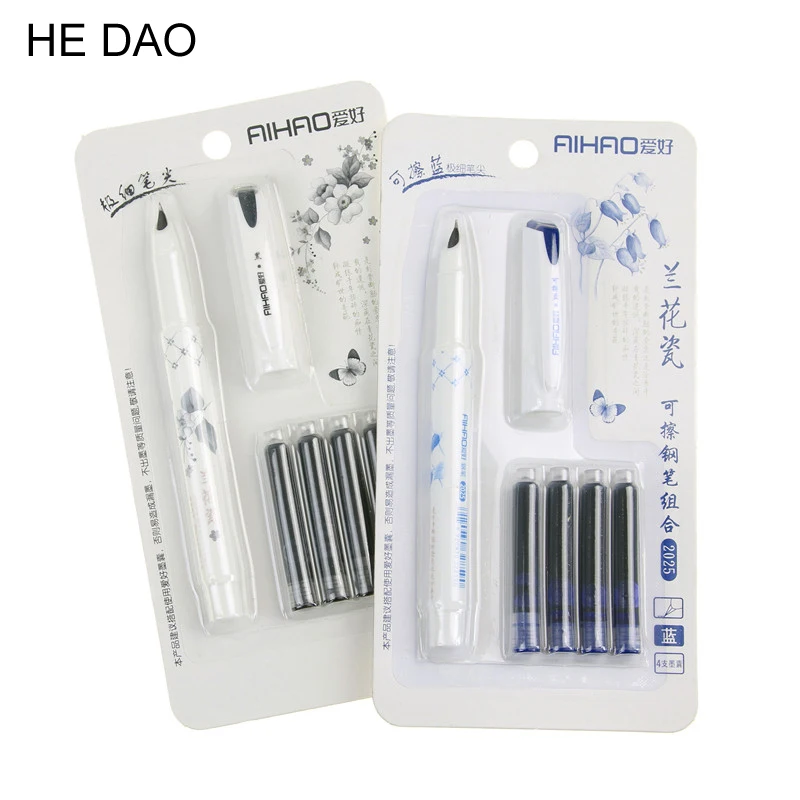 

Cute Kawaii Orchid Porcelain Plastic Erasable Fountain Pen With Ink Sac For Writing Korean Stationery