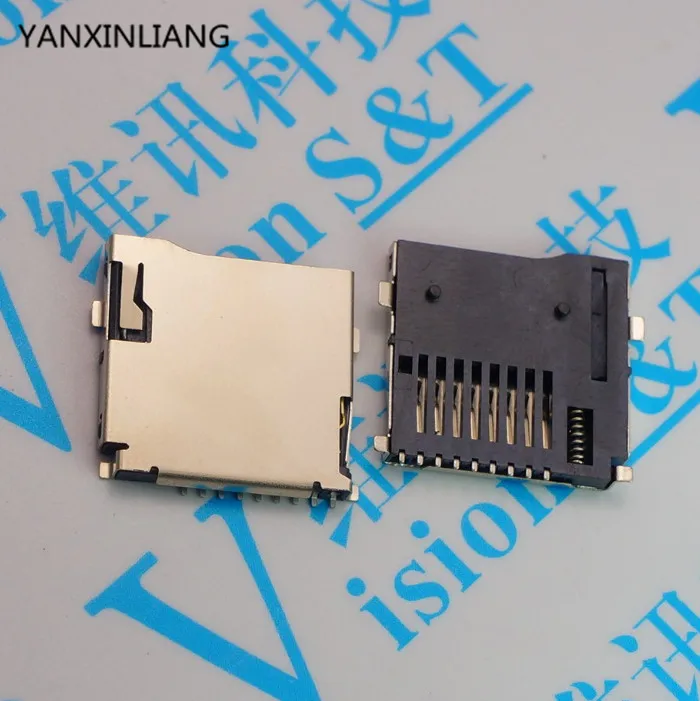 

50pcs 9pin Micro SD card slot connectors T-Flash Common style size 14*15mm TF card deck Self acting card slot pop-up