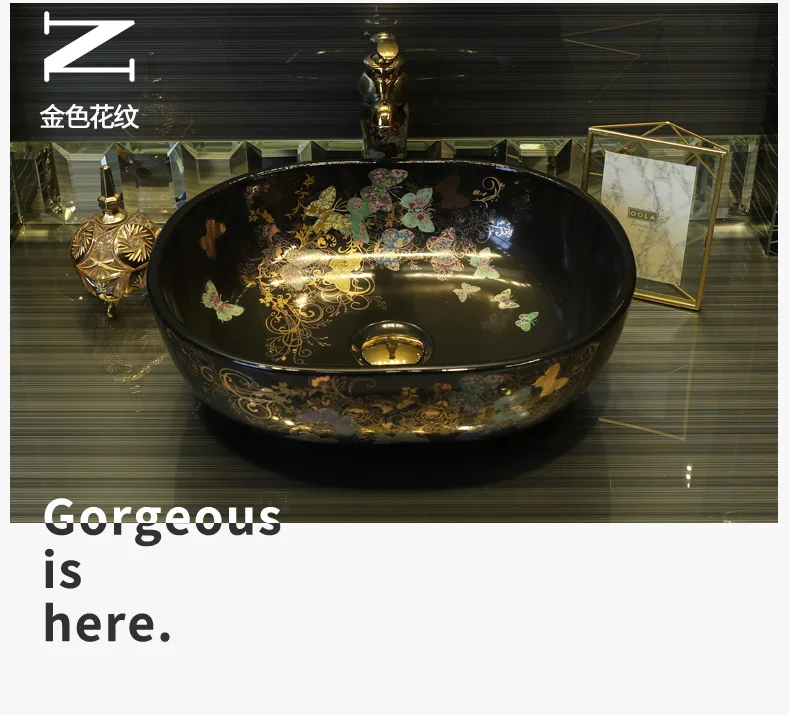 China Artistic Europe Style Counter Top porcelain wash basin bathroom sinks ceramic art bathroom sink  (10)