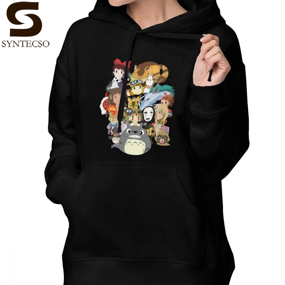 

Japanese Anime Hoodie Studio Ghibli Collage Hoodies Streetwear Cotton Hoodies Women Large Long Sleeve Printed Pullover Hoodie
