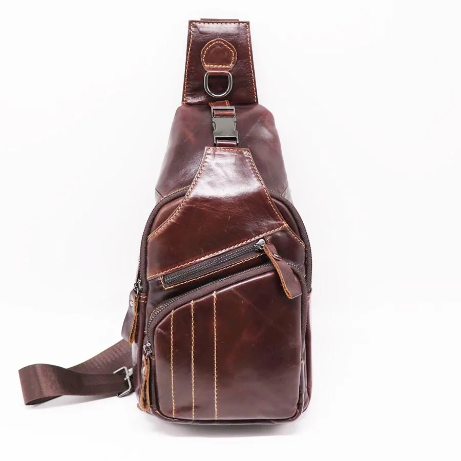 

Brand Genuine Leather Casual Chest Pack Sling Bag Men's Cross Body Shoulder Bags Male Cowhide Messenger Bag Large Capacity
