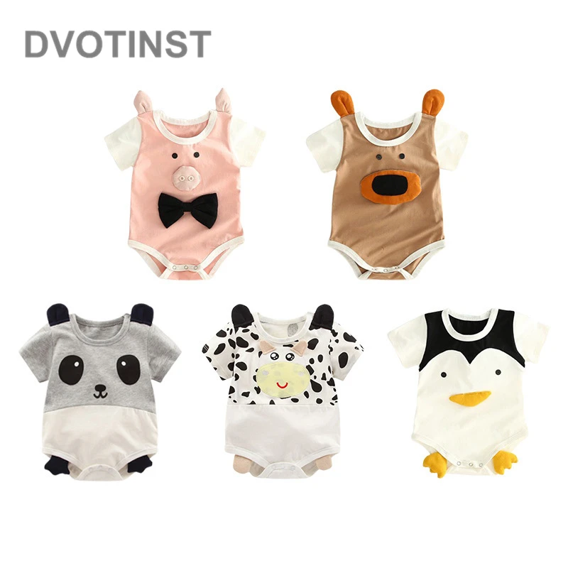 

Baby Boys Girls Cartoon Animal Cow Pig Cute Sleeveless Outfits Romper Playsuit Kids clothes Toddler Jumpsuit Clothing Costume