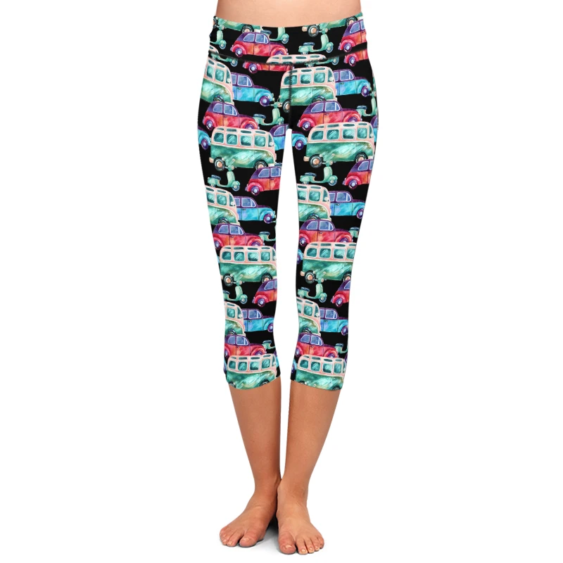 LETSFIND Women Fashion High Waist Capri Leggings 3D Cartoon Cars Ptint Fitness Plus Size Elastic Mid-Calf Leggings Summer New LETSFIND Women Fashion High Waist Capri Leggings 3D Cartoon Cars Ptint Fitness Plus Size Elastic Mid-Calf Leggings Summer New