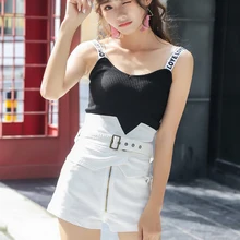 Джинсовые шорты на молнии спереди пояса шорты джинсы Для женщин тонкий Повседневное тонкий деним для женственных леди Высокая эластичность Высокая Талия рваные