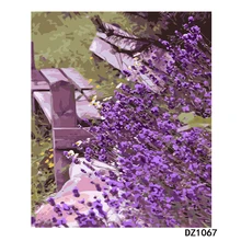 Фиолетовая скамейка ручной работы Краска высокого качества Холст Красивая краска ing по номерам Сюрприз подарок большое удовлетворение