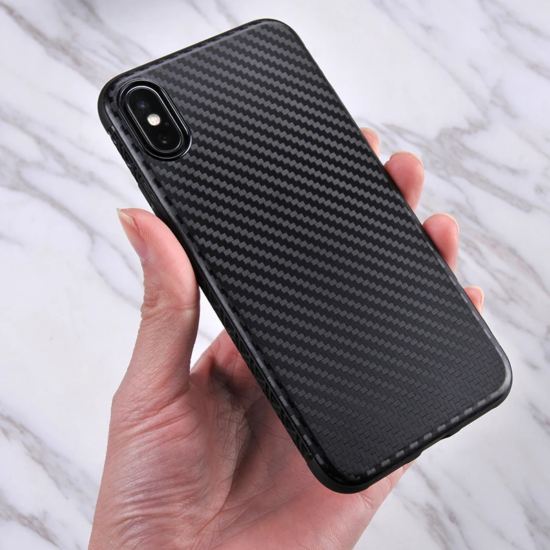 Чехол из углеродного волокна для iPhone 7X6 XR XS Max Ультратонкий силиконовый защитный