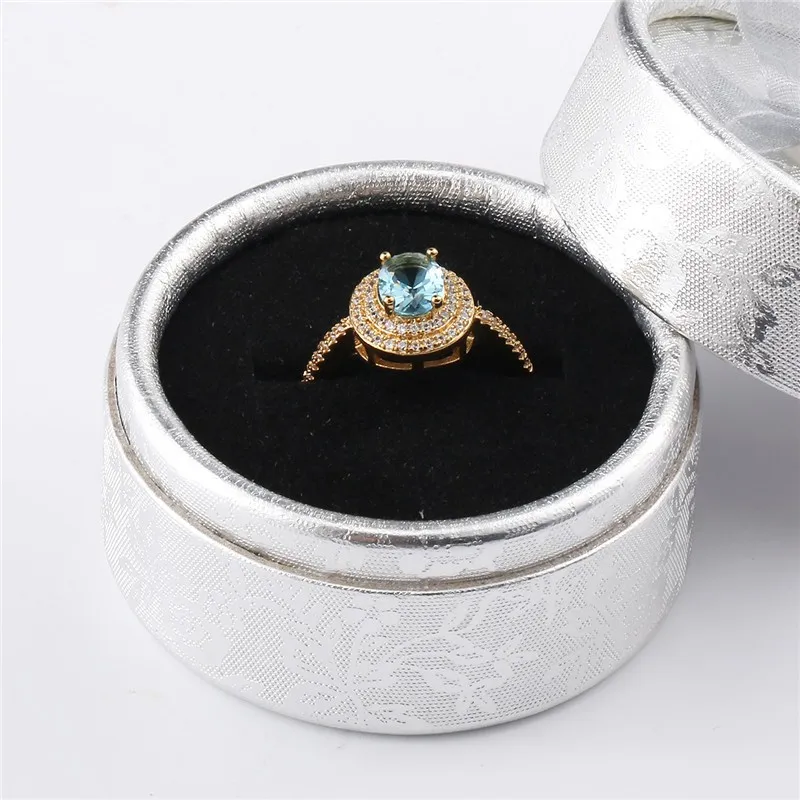 BUDONG роскошное кольцо на палец для женщин золотого цвета Блестящий большой светильник синий овальный кристалл циркония Удивительные Свадебные украшения XUR296