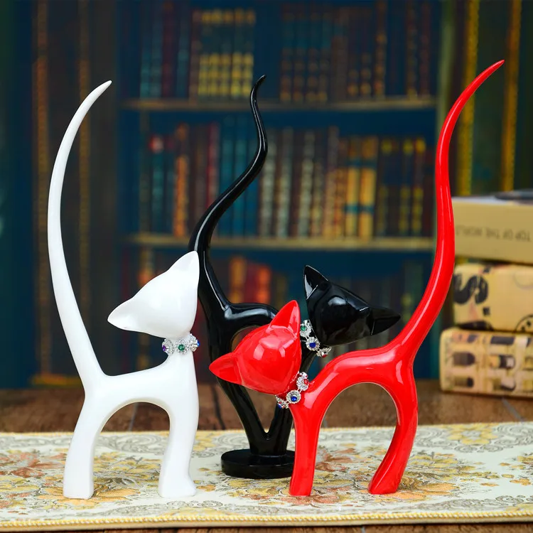 European Gift Craft Ornaments Resin Home Decorations Creative Family of Three Kittens | Дом и сад