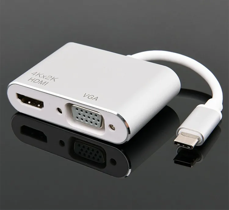 

Hot Sale Type-C Male to HDMI and VGA Female Converter Adapter USB-C Laptop Docking Stations
