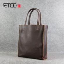 AETOO  Handmade original leather bag female bag first layer of leather handbag shoulder bag leisure shopping bag retro