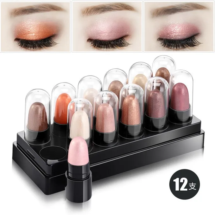 

12Pcs/Set Mini Size Mousse Eye Shadow Pen Eye Shadow Pencil Eye Makeup Eyeliner 12 Color Optional Makeup Tools Eye Cosmetic
