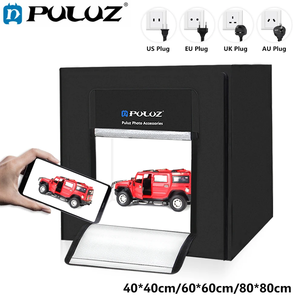 

80*80cm LED Photo Studio Softbox 2 LED Panels Light Tent Soft Box+AC Adapter+Backgrounds for Phone Camera DSLR Jewelry Toys Shoe