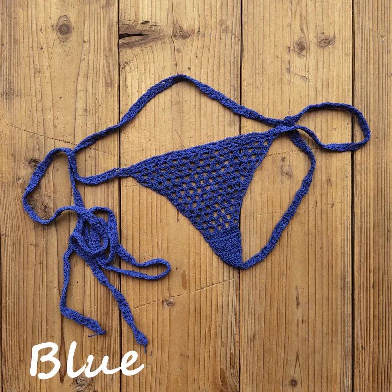 13 Color Sexy Crochet Bikini Set 100% Cotton Beach Swimwear Female Women Swimsuit Knitted Micro Bathing Suit Girl crochet bikini set